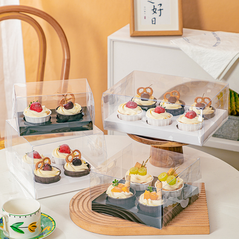 Cupcake packaging box cup muffin cup children's day heightened box 2/4/6/9/12 transparent packaging box