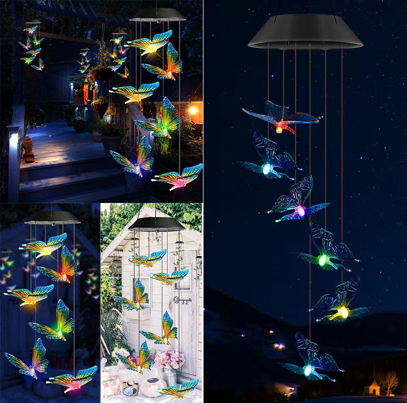 Nueva Bola de partículas solares al aire libre carillón de viento luz LED colibrí Cadena de luz interior patio paisaje Luz Jardín