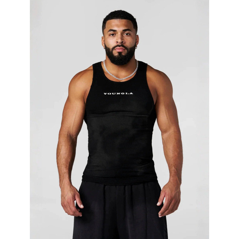 Youngla Trendy American-Style Sports Fitness Jogger Men's Vest Quick-Drying Breathable Elastic Training Sleeveless T-Shirt