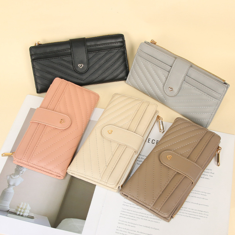 Cross-Border Long Wallet for Women with Coin Compartment, Simple and Versatile, Multiple Card Slots, Clutch Coin Purse, Zippered Long Wallet Cross-Border Long Wallet for Women with Coin Compartment, Simple and Versatile, Multiple Card Slots, Clutch Coin Purse, Zippered Long Wallet