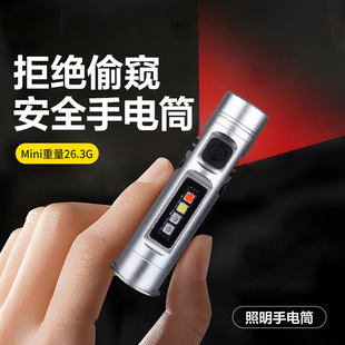 多功能全鋁合金迷你鑰匙帽夾長續航便攜工作燈應急照明露營手電筒