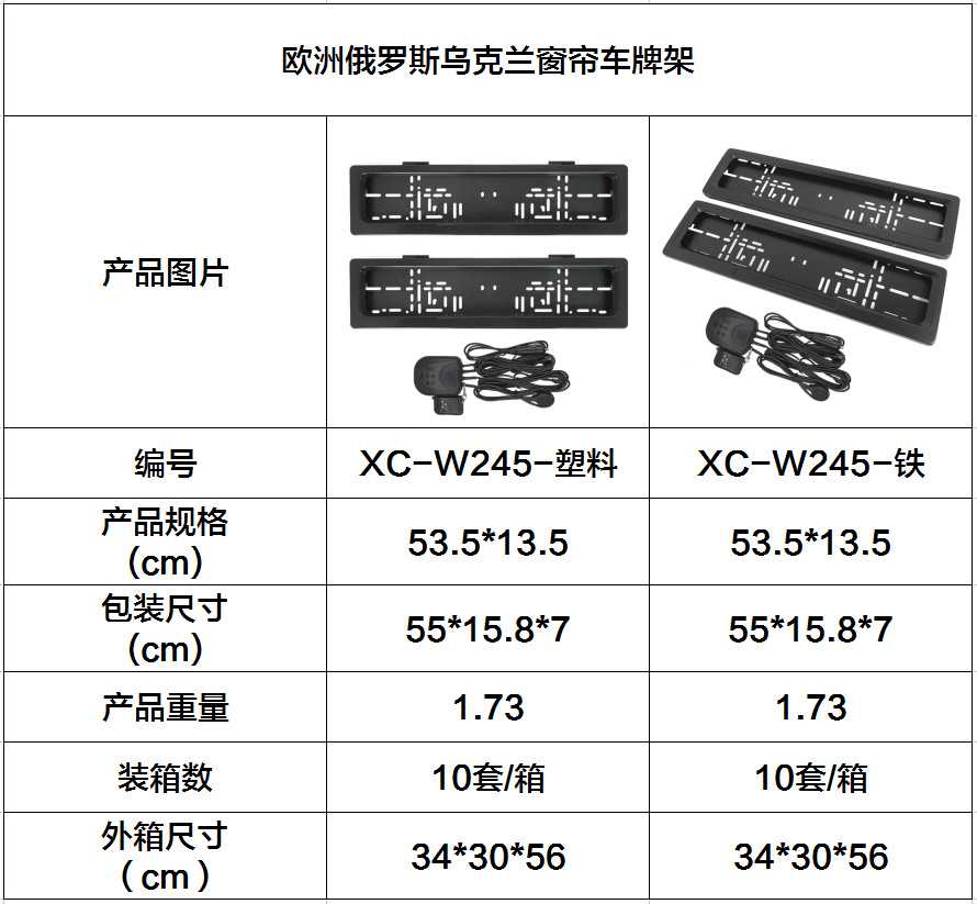 Cross-Border Supply Xclpf European Standard Electric Foreign Trade License Plate Frame Suitable for European Standard License Plate European License Plate Protection Frame