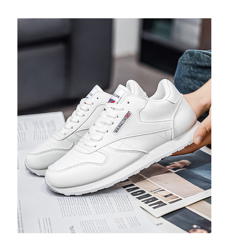 Men's Leather Casual Sneakers With Thick Sole For Height Increase_voghion.com