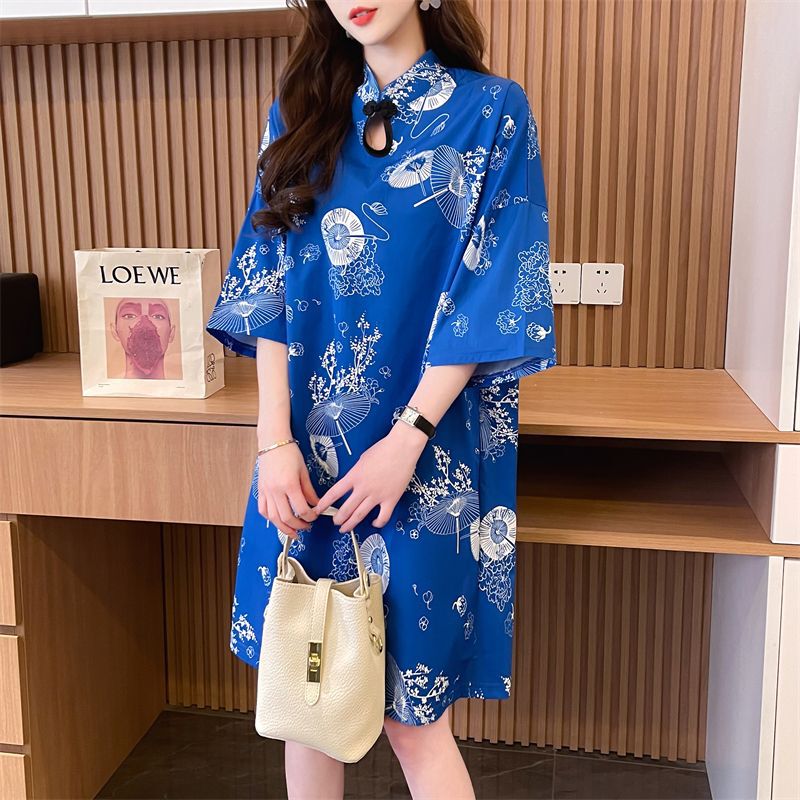 Summer New Cheongsam Dress Hanfu Improved Version Super Fairy Retro Chinese Style Slim Casual T-Shirt Dress National Trend Summer New Cheongsam Dress Hanfu Improved Version Super Fairy Retro Chinese Style Slim Casual T-Shirt Dress National Trend