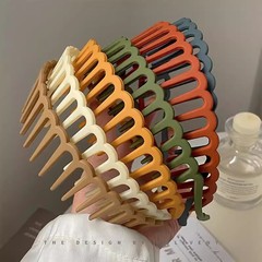 歯付き洗顔ヘッドバンド、シンプルでファッショナブルな長い歯のヘッドバンド、韓国のつや消しテクスチャプラスチック滑り止めヘアピン女性用