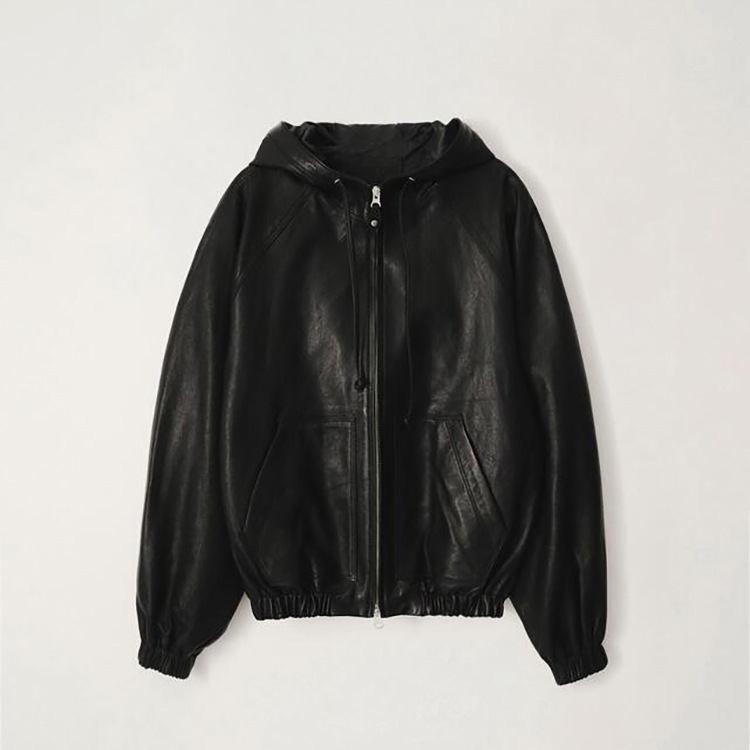 Spot Nw Korean Designer Hooded Leather Jacket Women's 2025 Spring New Niche Loose Jacket Top