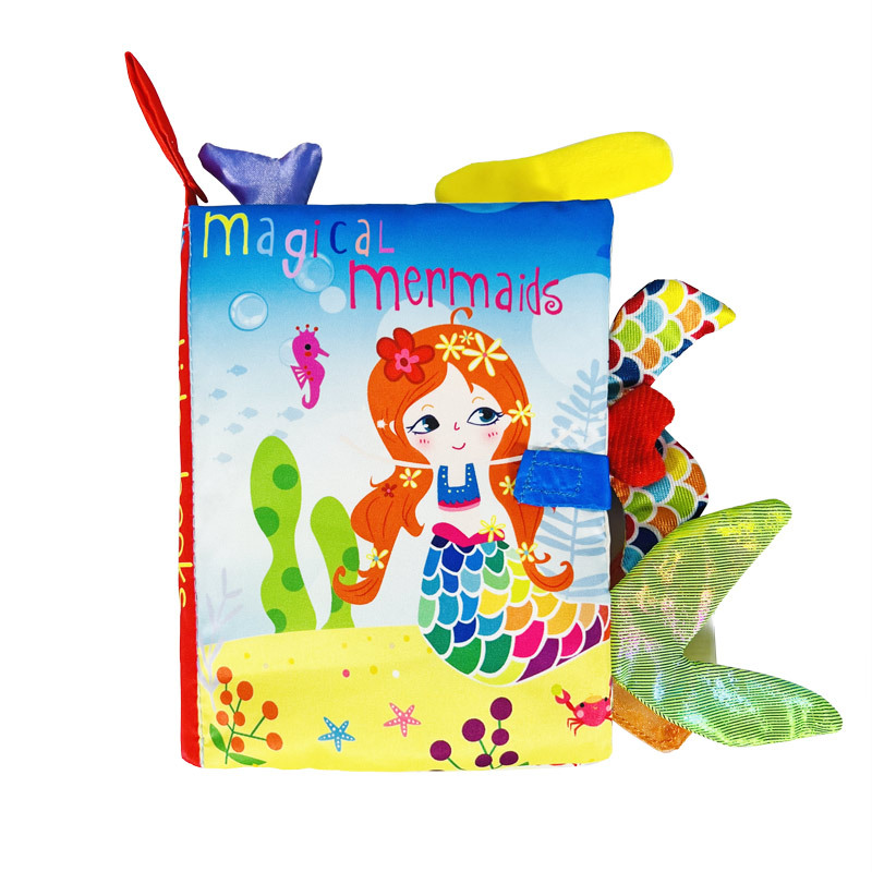 Libro de tela para bebés, con cola tridimensional, colores negro, blanco y rojo, desgarrable, juguete educativo.