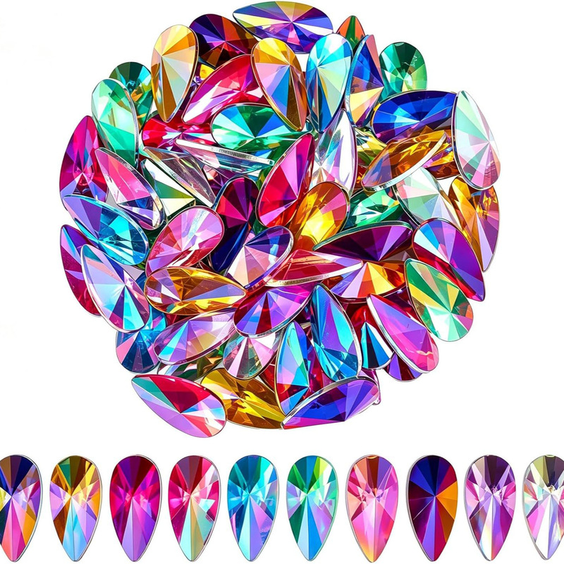 Acrylic flat-bottomed pointed water-drop eyebrow stickers, nail art accessories, sparkling rhinestones, stage makeup face stickers, 3D AB rhinestones Acrylic flat-bottomed pointed water-drop eyebrow stickers, nail art accessories, sparkling rhinestones, stage makeup face stickers, 3D AB rhinestones