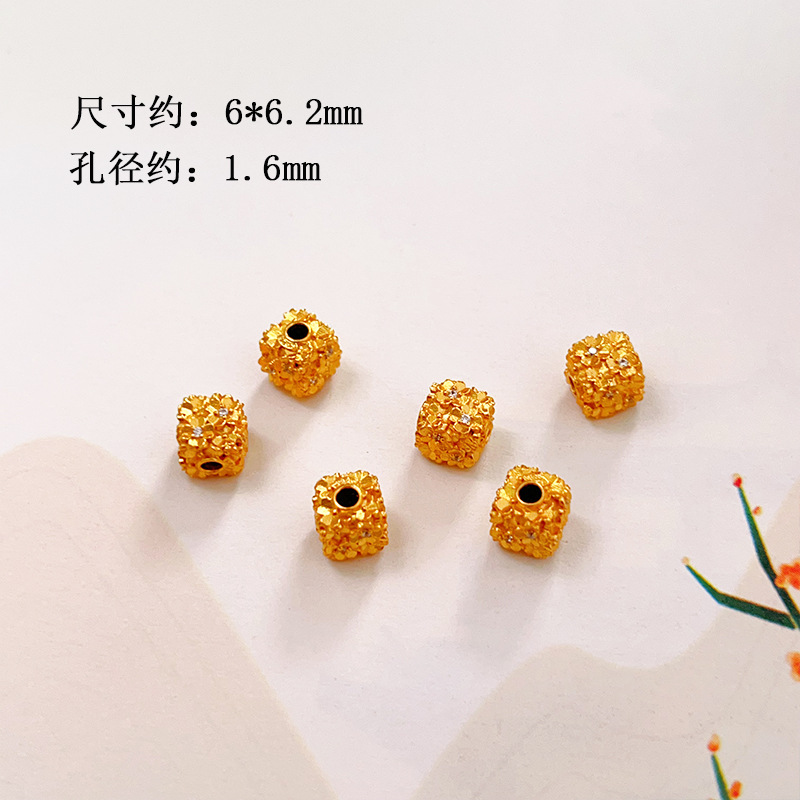 S925 ancient silver gold-plated diamond ball waist-shaped separator bead bracelet jewelry DIY accessories wholesale