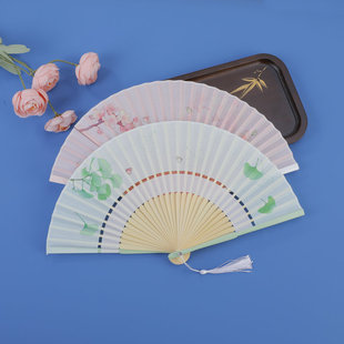 Chinese-Style Folding Small Fan Portable Ancient Style Hanfu Mamian Skirt Dance New Chinese Style Summer New Bamboo Fan
