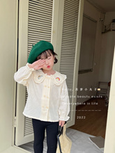 2022秋0-3歲女童小童寶寶韓國洋氣彩虹圓領長袖打底衫襯衫上衣
