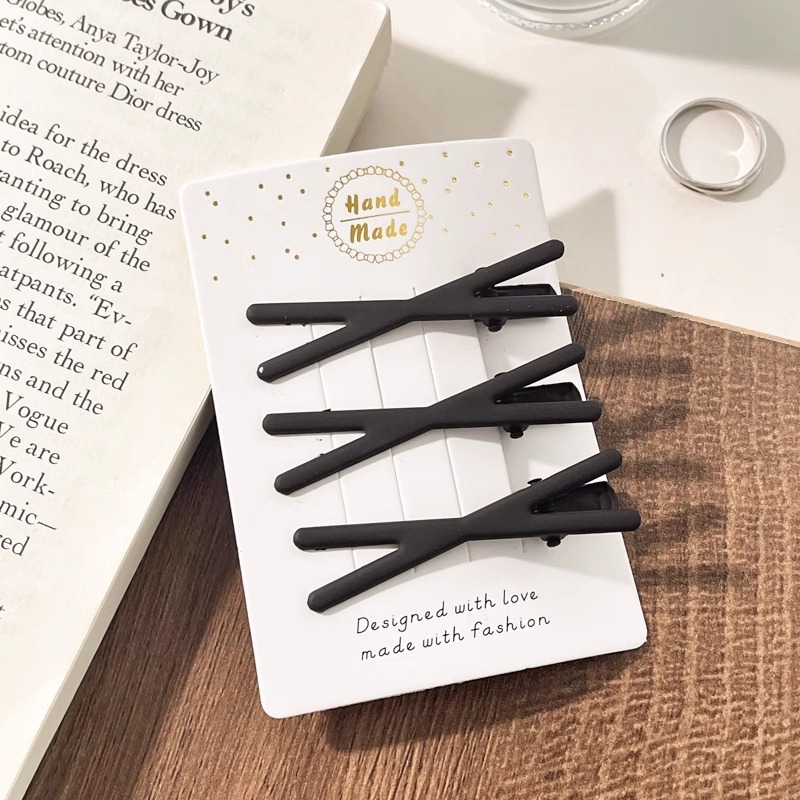 2025 nuevo estilo horquilla negra para mujer, cabello roto en la frente, clip de pico de pato lateral, clip para accesorios para el cabello para adultos, clip simple de una palabra