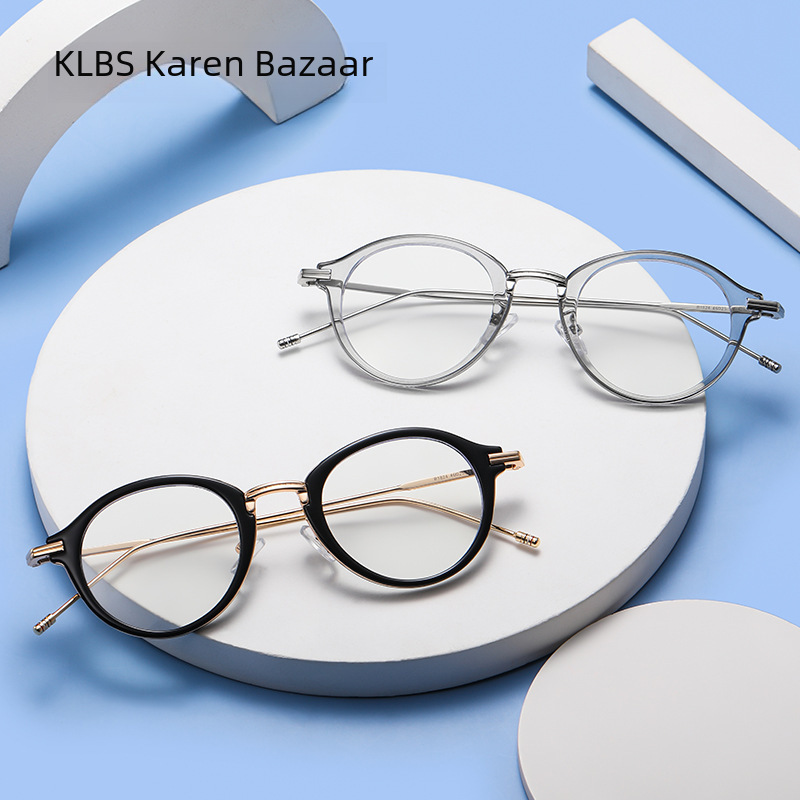 Trendy Blue Light Blocking Glasses with Metal Craft Eyeglass Frame, Unisex Blue Light Computer Glasses with Round Frames TR Frame