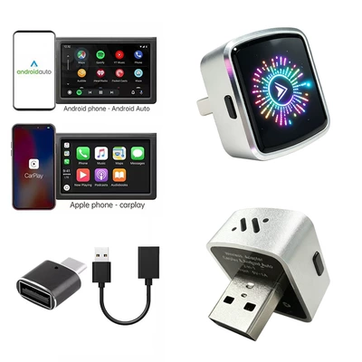 2026 Cross-Border Crystal-Style Smart Simsiz CarPlay və Android Auto - k8c-silver-colorful-label-adapter-extension-cable