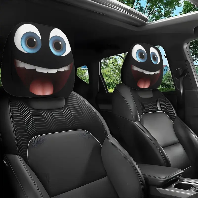 Printed car headrest covers, customizable with logos, available for dropshipping; we can create designs based on your images; suitable for TEMU and Amazon, a popular cross-border product
