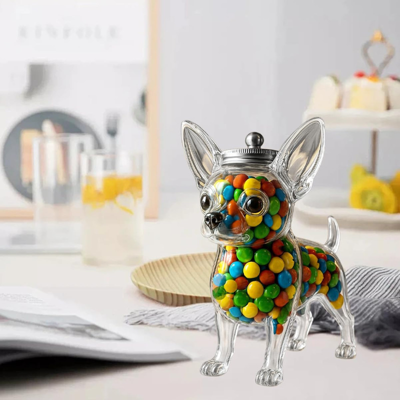 跨境新品 Chihuahua candy jar吉娃娃糖果罐厨房储藏零食饼干容器|undefined