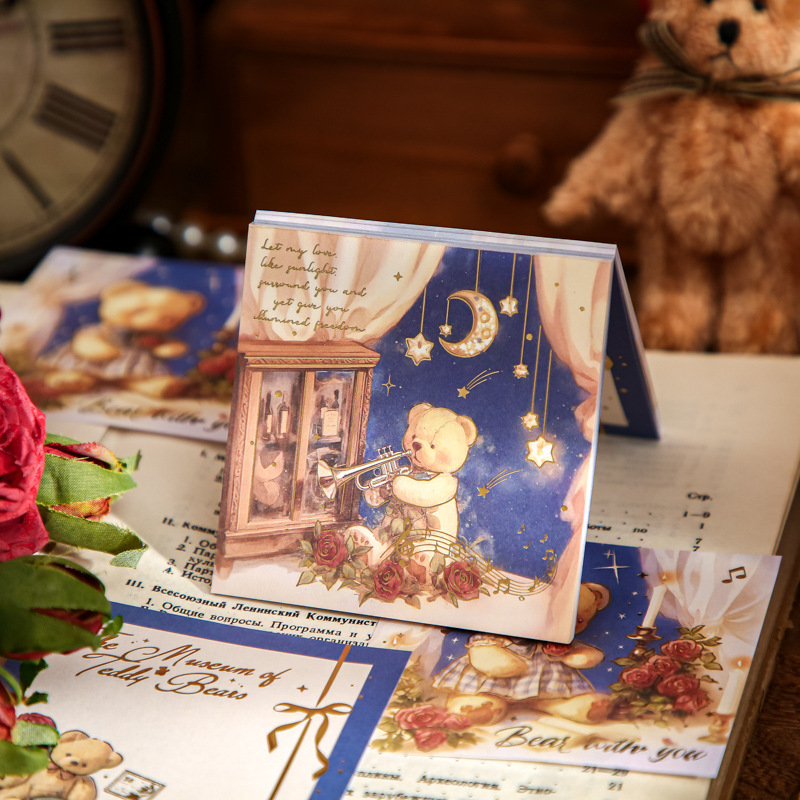 Mr. Paper Full Hot Bronceen Traje de tres Enjoy Notas de Bear Romance House Cute Romantic Theme Notas de estudiante