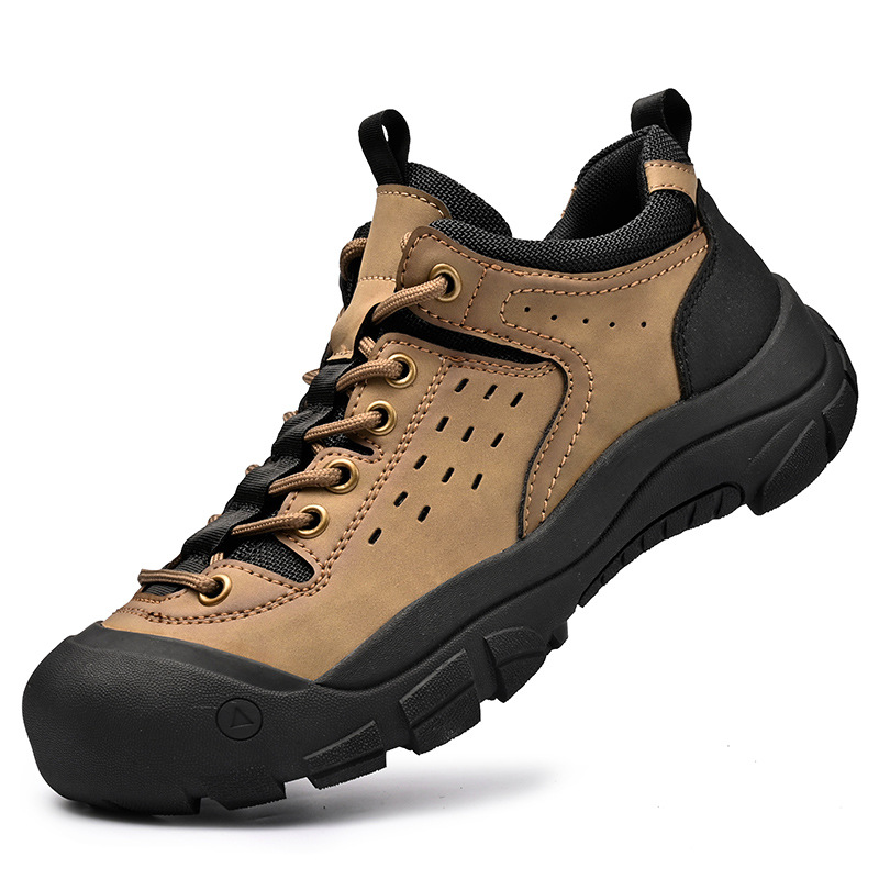 Zapatos de montaña al aire libre transfronterizos para hombres, zapatos de montaña respirables antideslizantes y resistentes al desgaste, zapatos de montaña profesionales de cuero de vaca para hombres