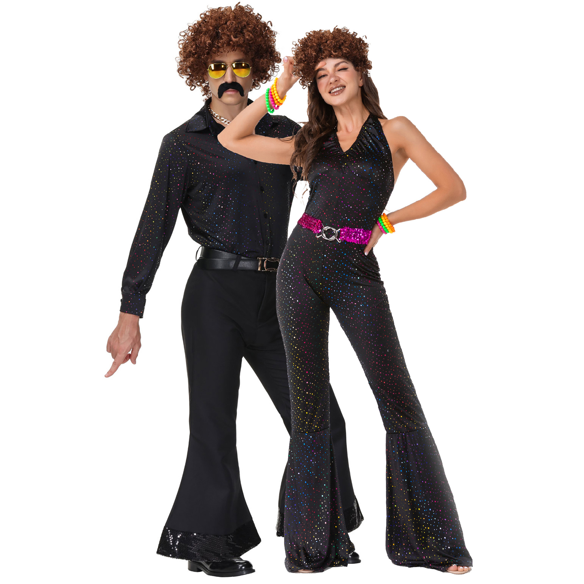thumbnail image 1 of Disfraces de Halloween 2024 M-XL pareja 80s retro discoteca ropa de actuación festival de música bar cantante hip-hop ropa de fiesta Halloween, 1 of 5