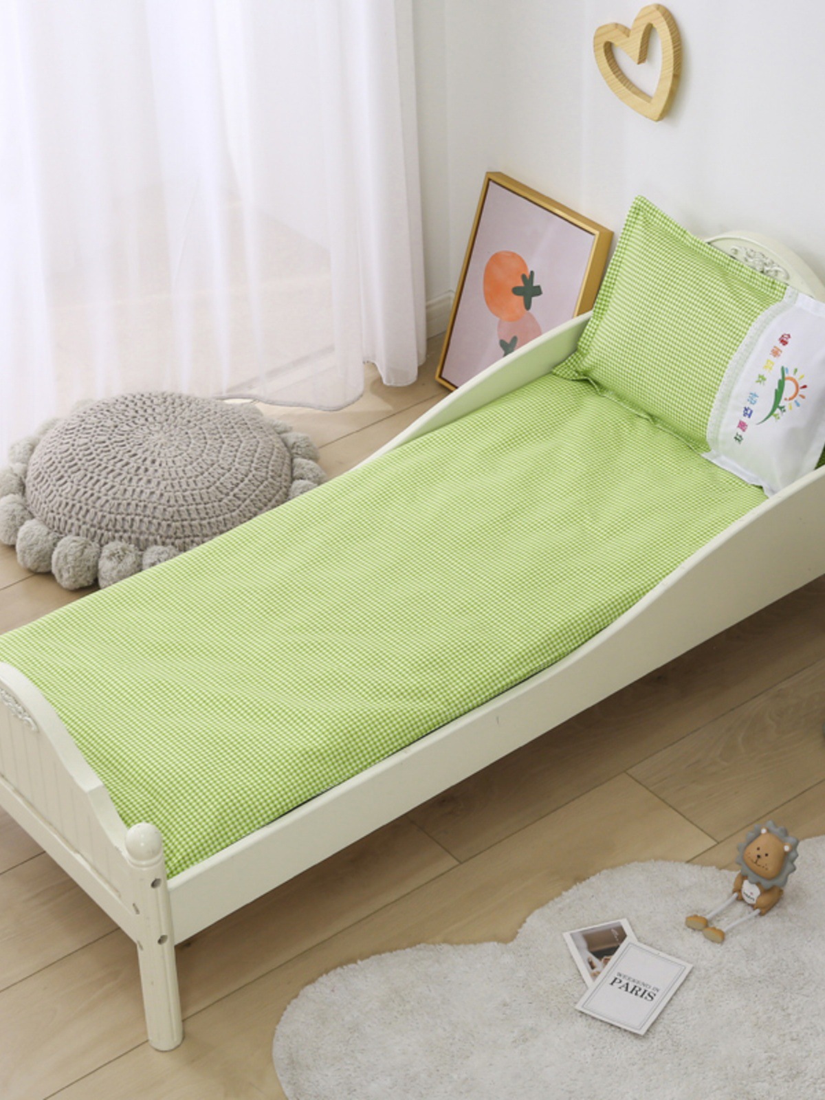 Kindergarten Quilt Cover Single Piece Pure Color Bedding Baby Nap Mattress Baby Bed Sheets Blue Student Pad Cover Pure J^