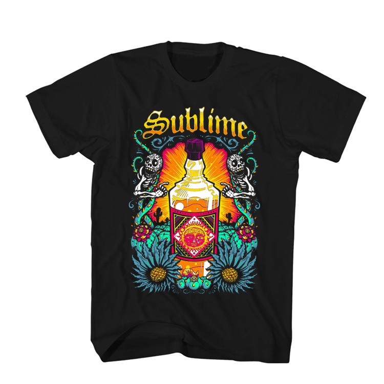 Small Sublime Band Radiant Sun Bottle Shirt Illustration Rock Short-sleeved T-shirt