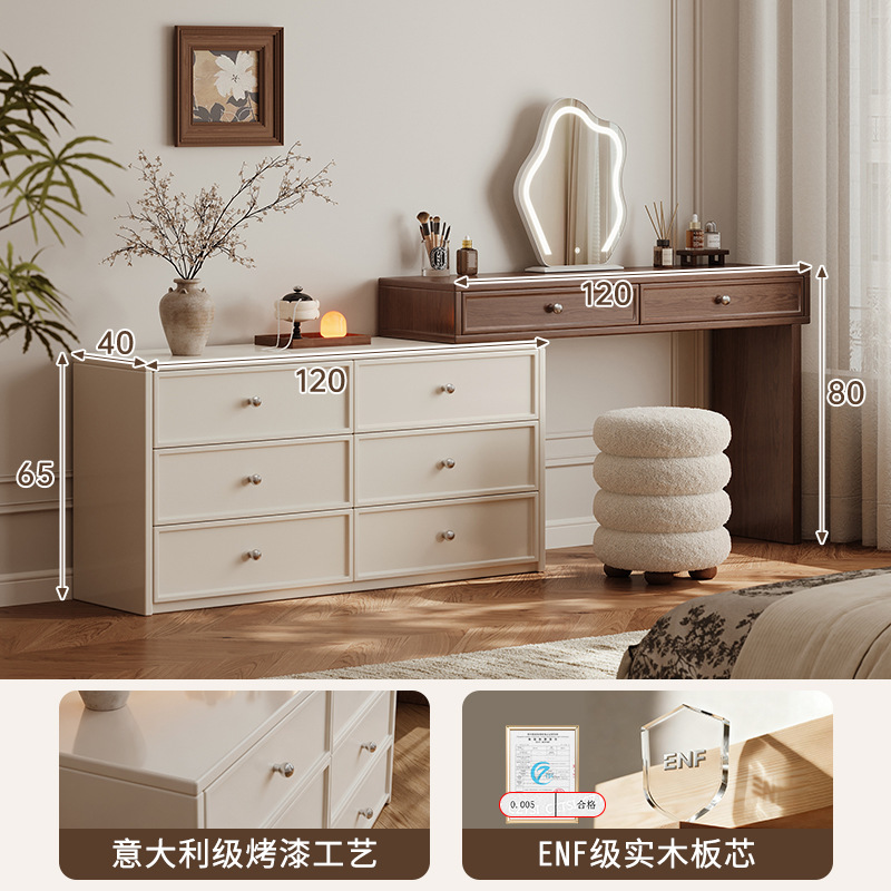 Akino estilo antiguo armario de tocador en 2025 nuevo dormitorio esquina de madera maciza dormitorio principal pintado espejo de mesa de maquillaje