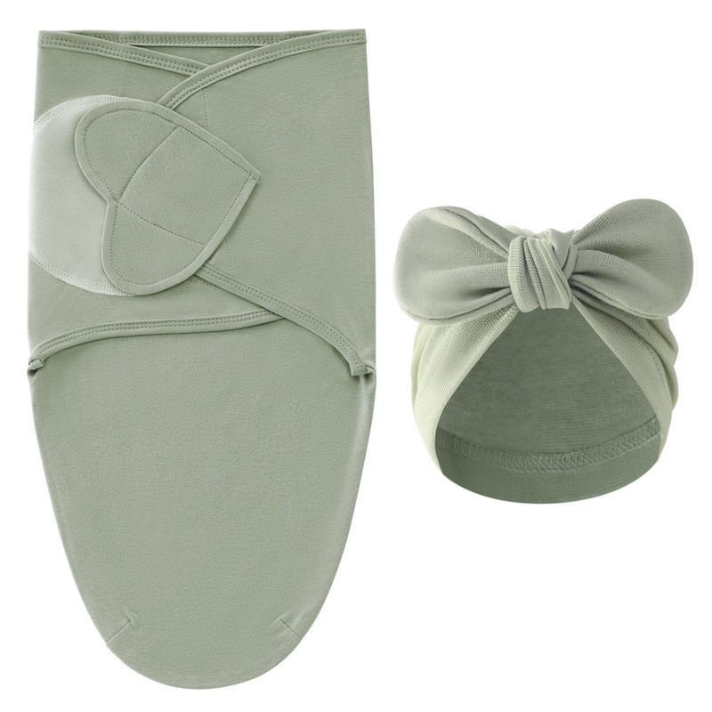 핑크 그린 러브 스타일 봄 누에 침낭 + 리본 인디언 모자