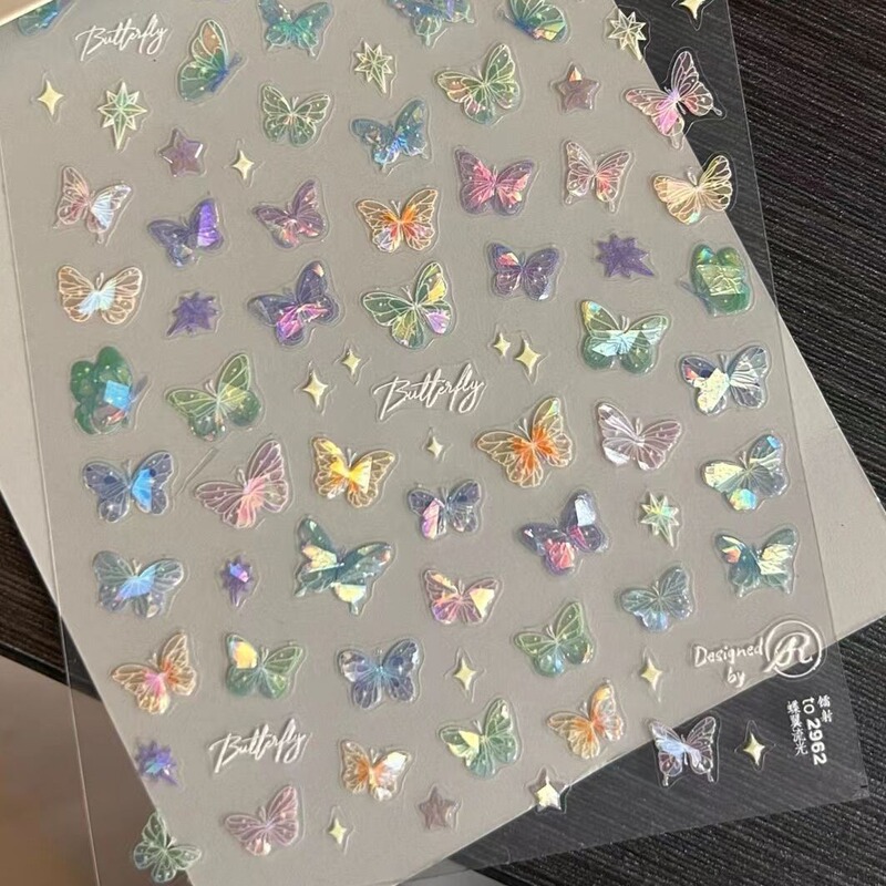 Xiaohongshu's New Romantic Streamer Butterfly Wing Nail Stickers Japanese Style Cute Kidsren's Performance Butterfly Nail Stickers