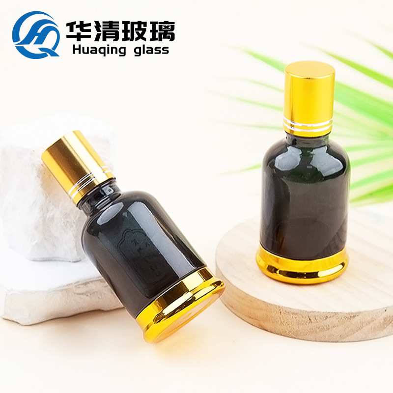 现货20ml30ml50ml透明钢珠托底瓶避光按压喷雾瓶玻璃精油瓶分装瓶|undefined