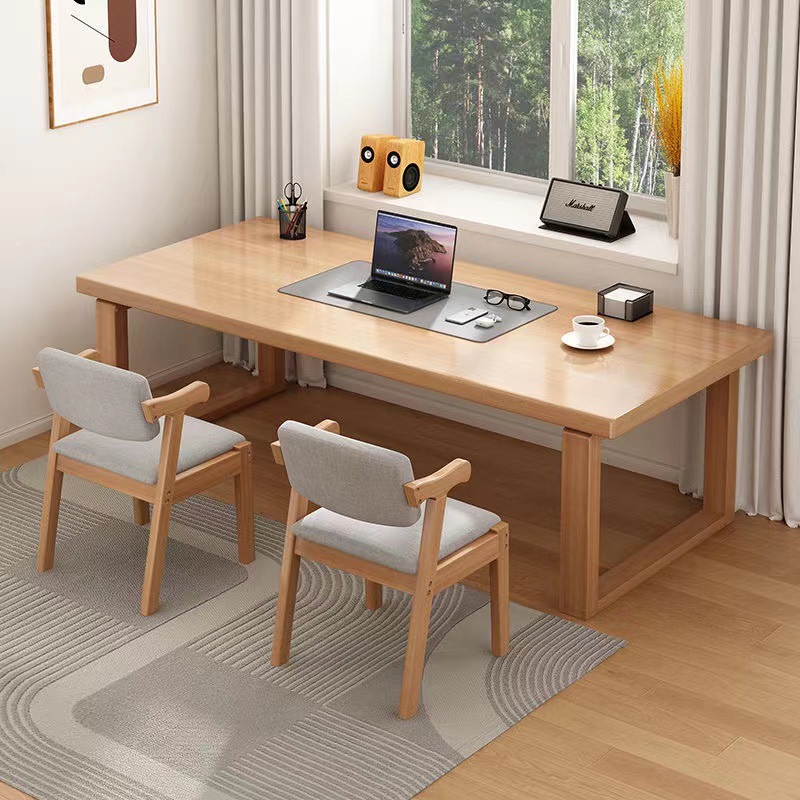 實木大長書桌莫比恩學習桌客廳大板工作檯現代簡約家用辦公電腦桌