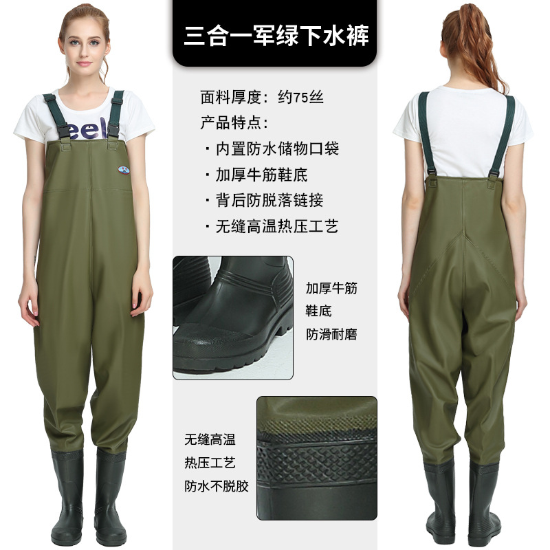 Half-Body Waterproof Waders with Rain Boots, Thickened Fishing Pants, Full-Body Waders for Men and Women