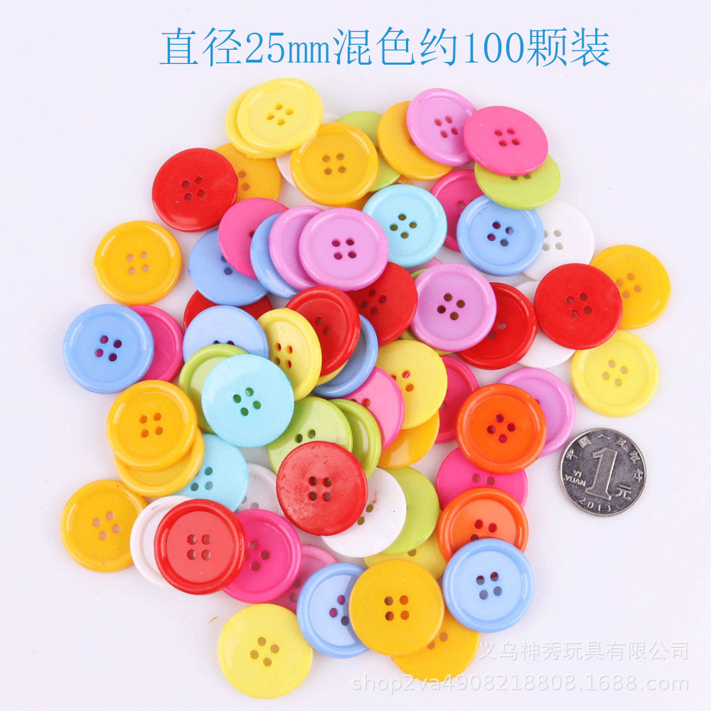 1 botón de color pintura hecha a mano material de bricolaje Paquete de color caramelo ropa redonda para niños botón material de Arte de jardín de infantes