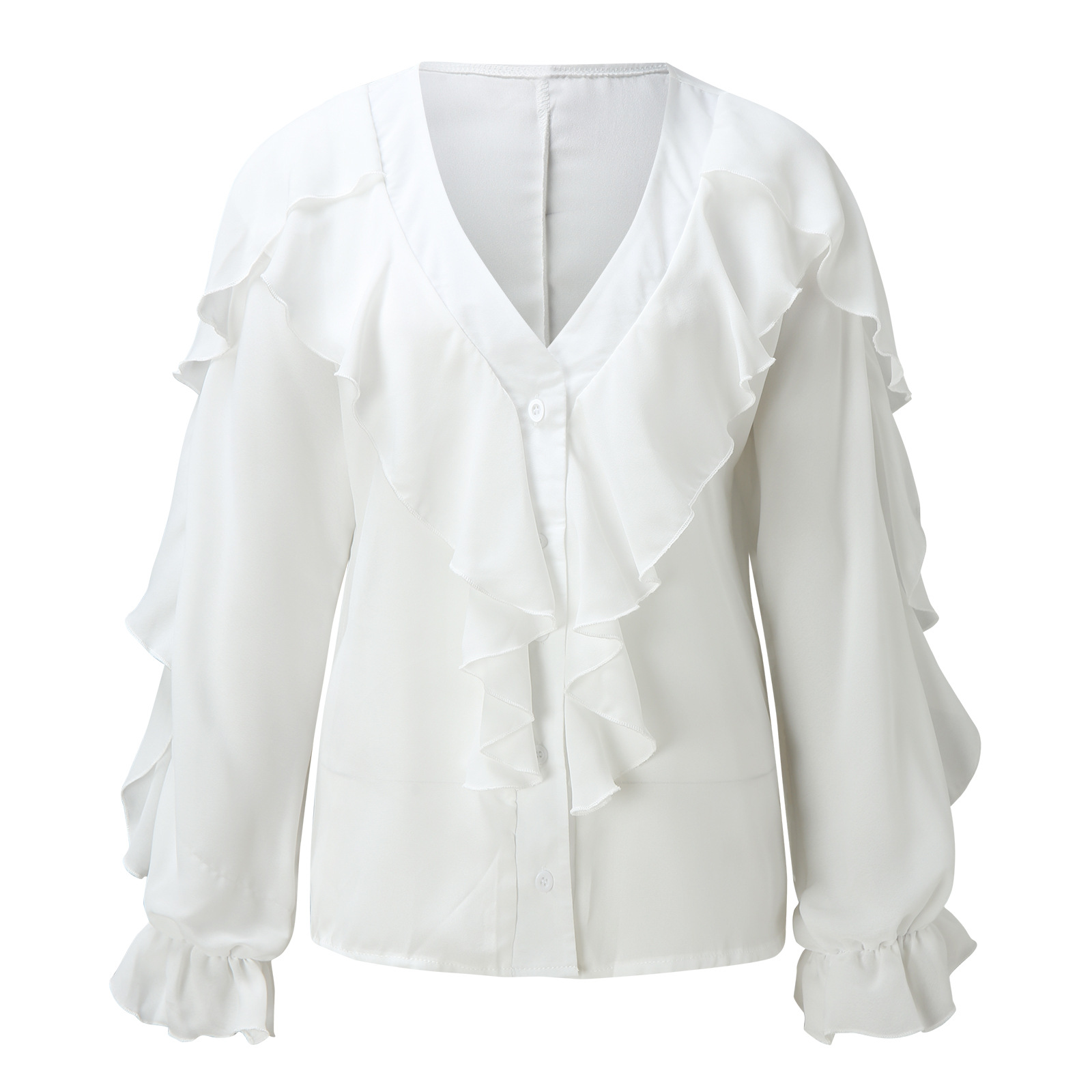 238g Weight Long Sleeve Sleeve Length Regular Sleeve Sleeve Type Chiffon Fabric Type Regular Top Length Blouse Tops Type Daily Occasion V Neck Neckline Loose Fit Type Printing, Butterfly Pattern Summer, Spring, Autumn Season Women's Gender Elegant Style Wholesale Women's Elegant Printing Butterfly Long Sleeve Blouses 5