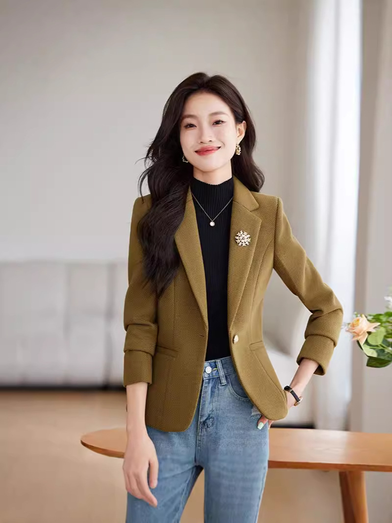 Khaki autumn classic suit jacket for leisure