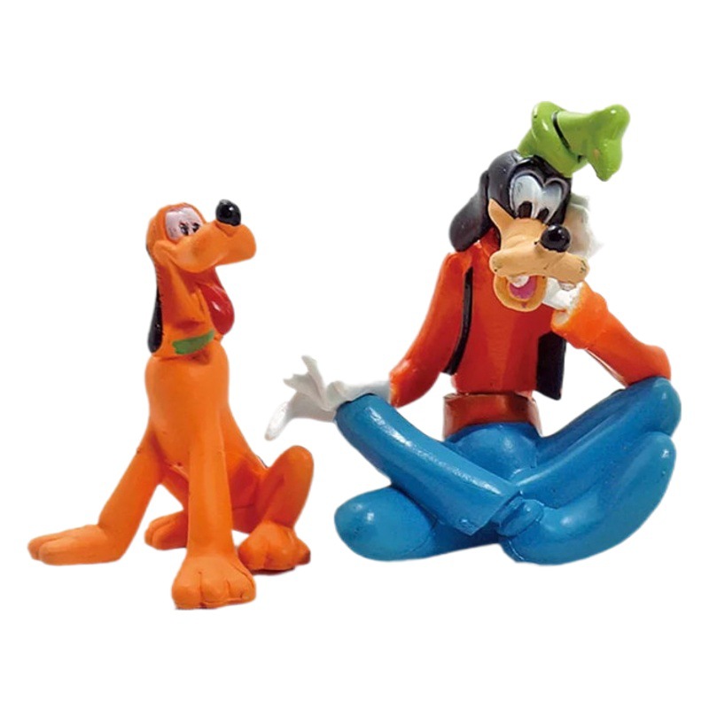 6 figuritas de Mickey Mouse en pose sentada, modelo de decoración de adornos de Pato Donald Goofy