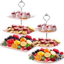 纸杯蛋糕架2套3层餐盘水果糖果展示塔饼干甜点托盘架糖果自助餐架