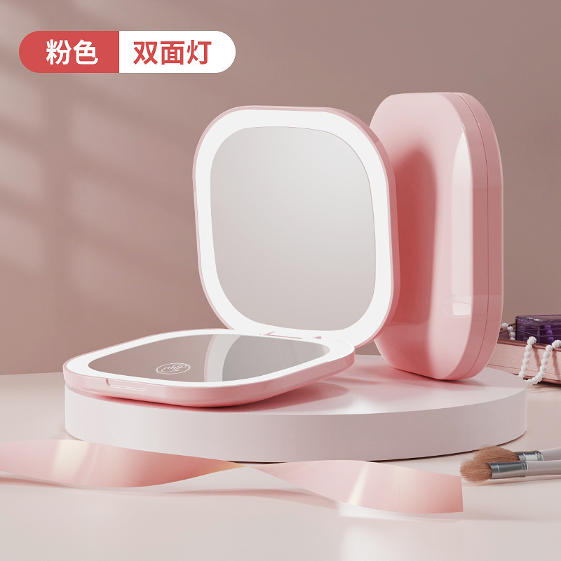 新型ネットレッドled化粧鏡補光灯美化粧鏡折り畳み式充電タッチ携帯鏡源|undefined