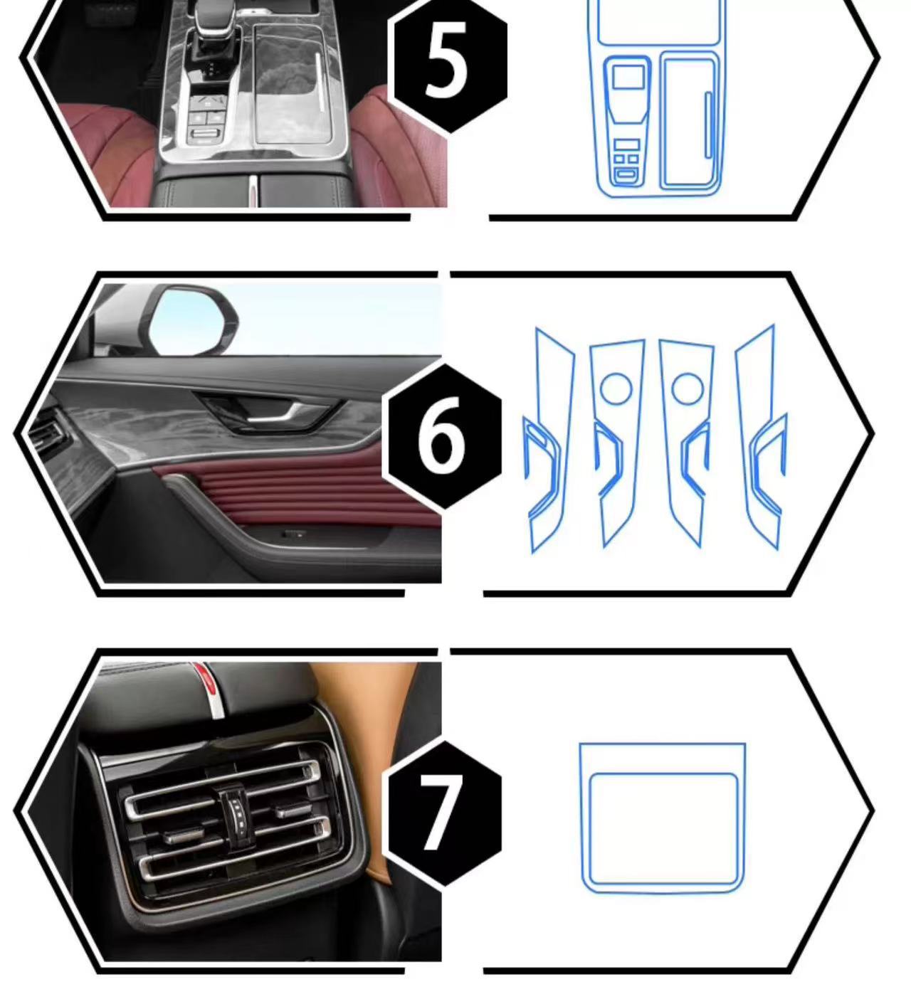 Suitable for 25 models of Hongqi HS5 interior film, instrument and navigation screen film, gear shift car accessories film, high-definition film, TPU