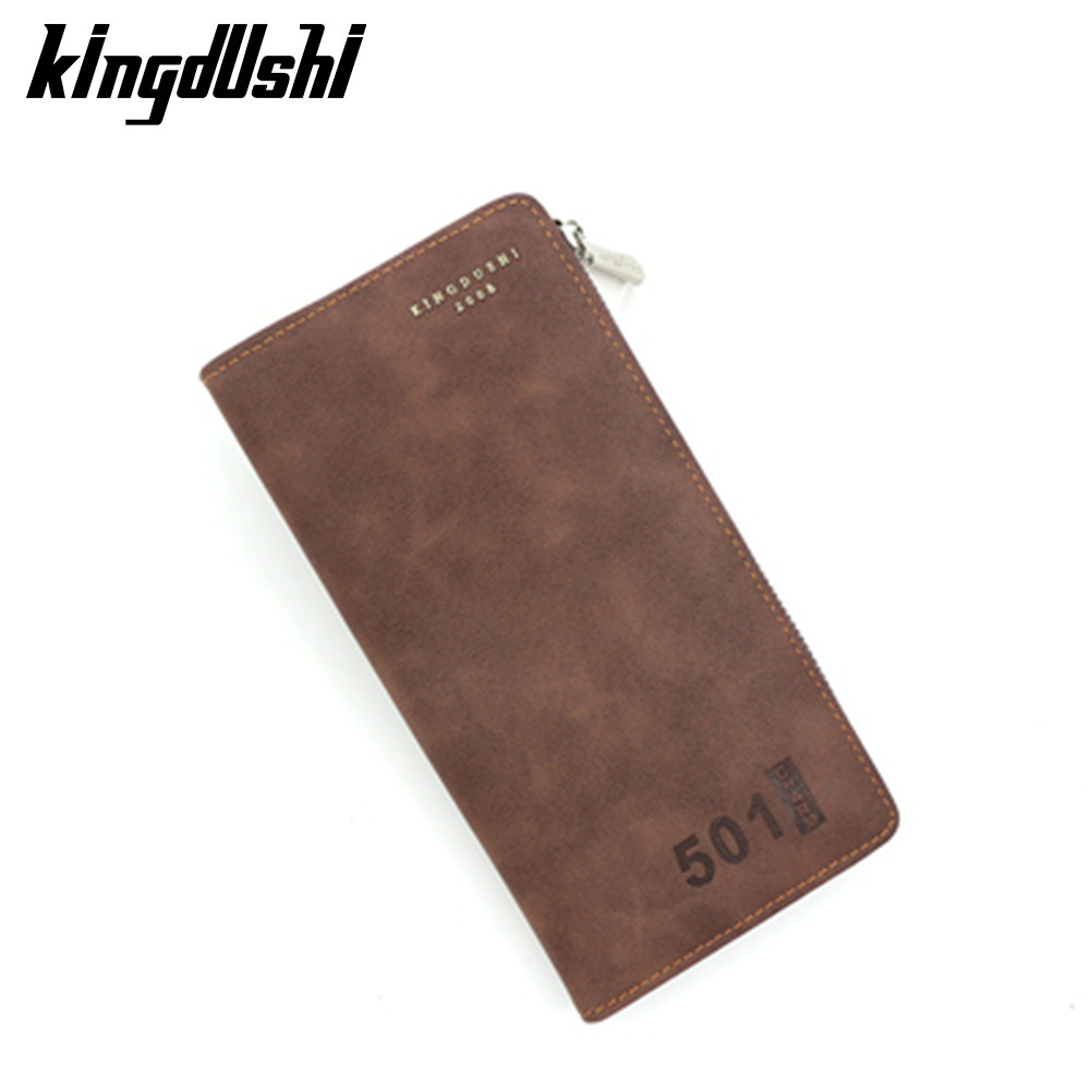 Nuevo bolso largo de hombre simple cuero esmerilado bolso de tarjeta de tarjeta bolso lateral con cremallera bolso largo de hombre al por mayor