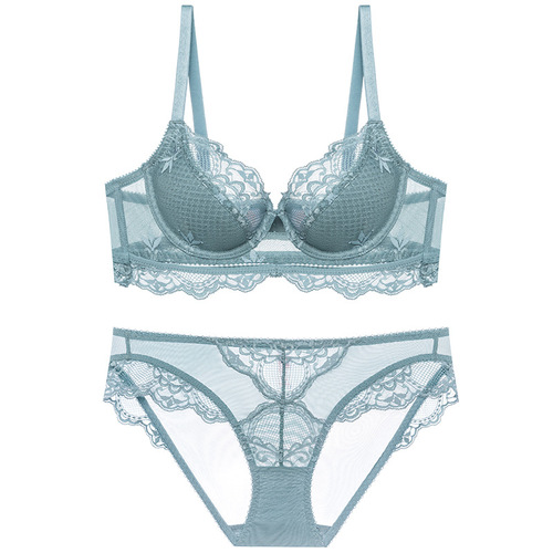 Bra cover French European and American lace push-up side breast collection pure desire female small breast push-up thin bra underwear set