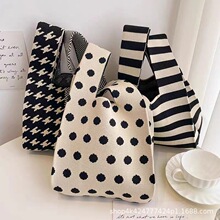 ins针织包手提包跨境加厚厂家直销百搭手拎包托特包现货针织包袋