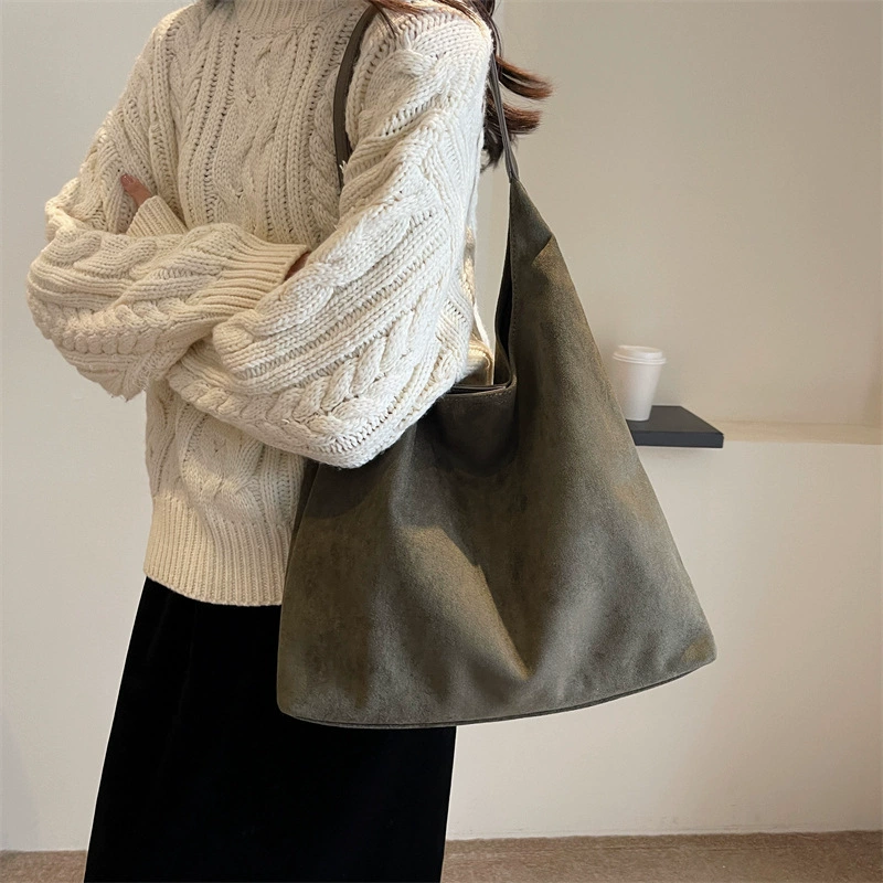 Retro matte capacious demi-season shoulder bag