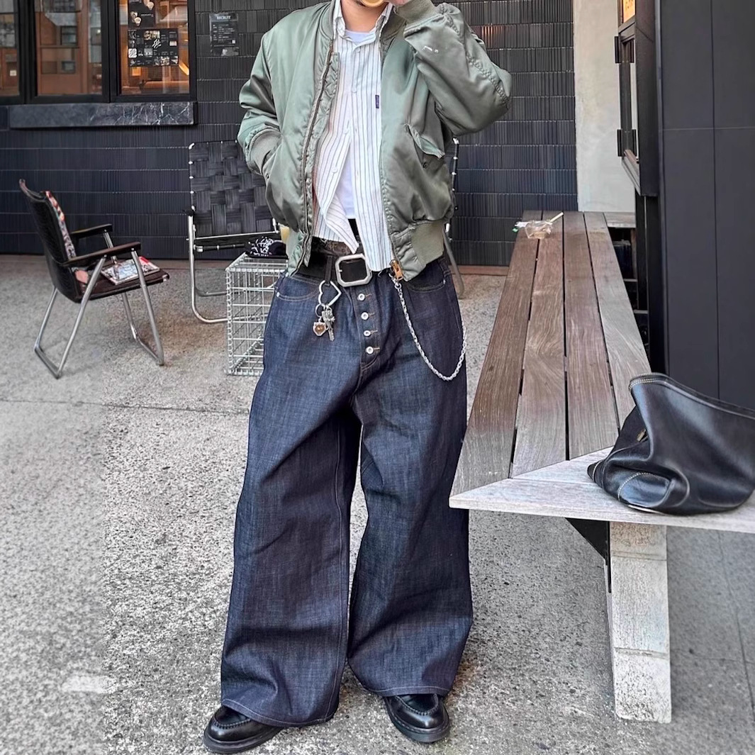 No faith studios 弯刀立体Baggy日本限定原厂红边赤耳原牛牛仔裤