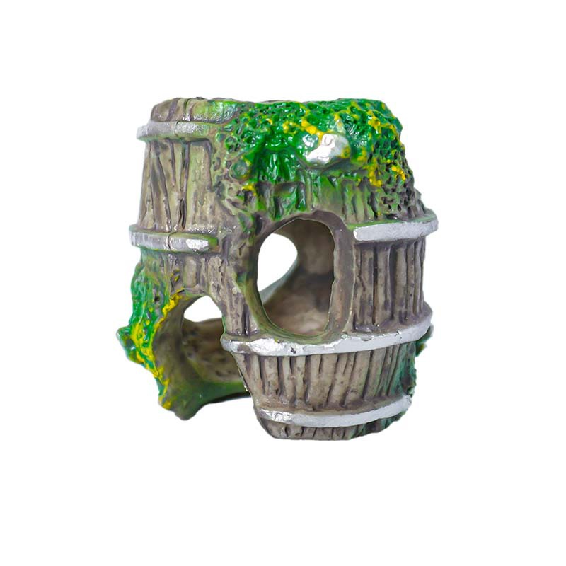 Cubo de vino de PVC, pecera, adornos pequeños, adornos, tanque de agua, paisaje, cría de peces y camarones, refugio, estilo caliente del acuario