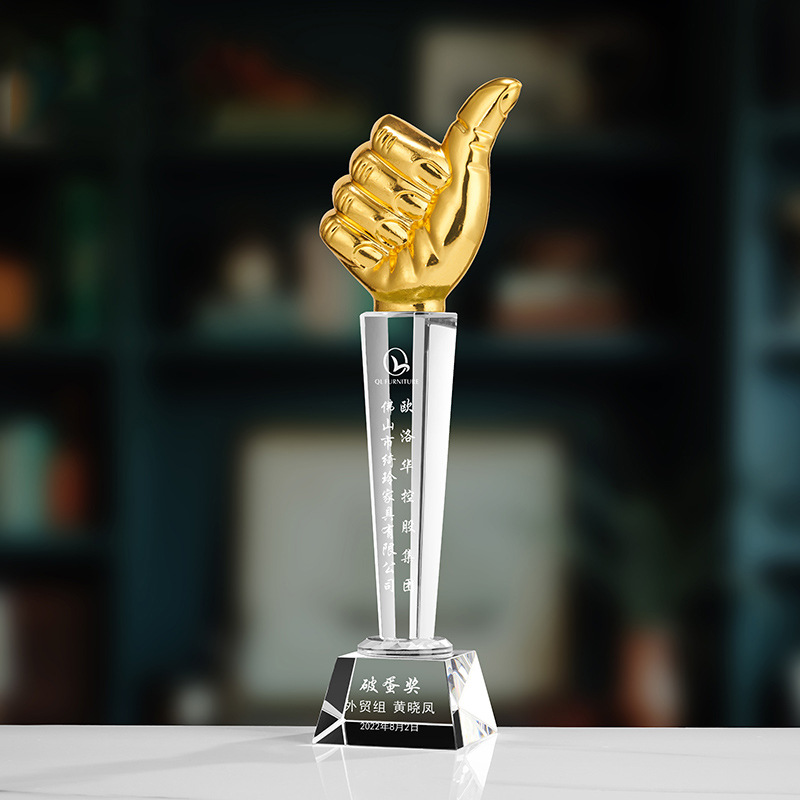 Trofeo de cristal de grabación reunión anual de competición de premios medallas de metal de madera sólida colorido trofeo de cristal impreso