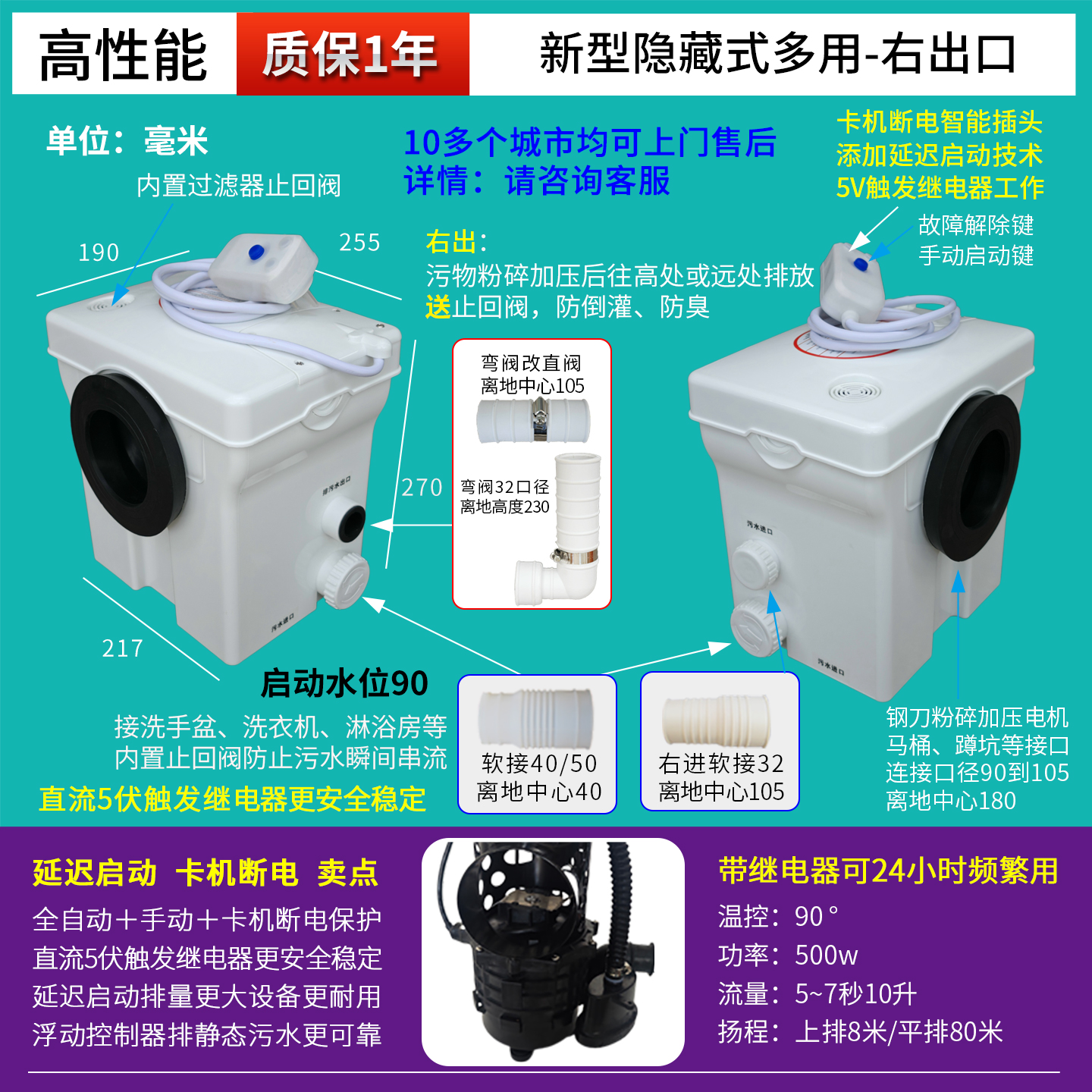 Sótano Licheng pulverizador de aluminio de litio inodoro eléctrico Fuyu cocina cuenca máquina de extracción de aguas residuales feliz elevación