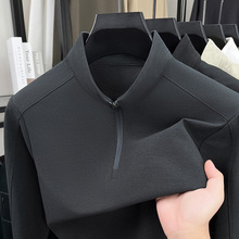 品牌长袖T恤男士2025秋季潮流中青年时尚休闲百搭宽松立领卫衣潮