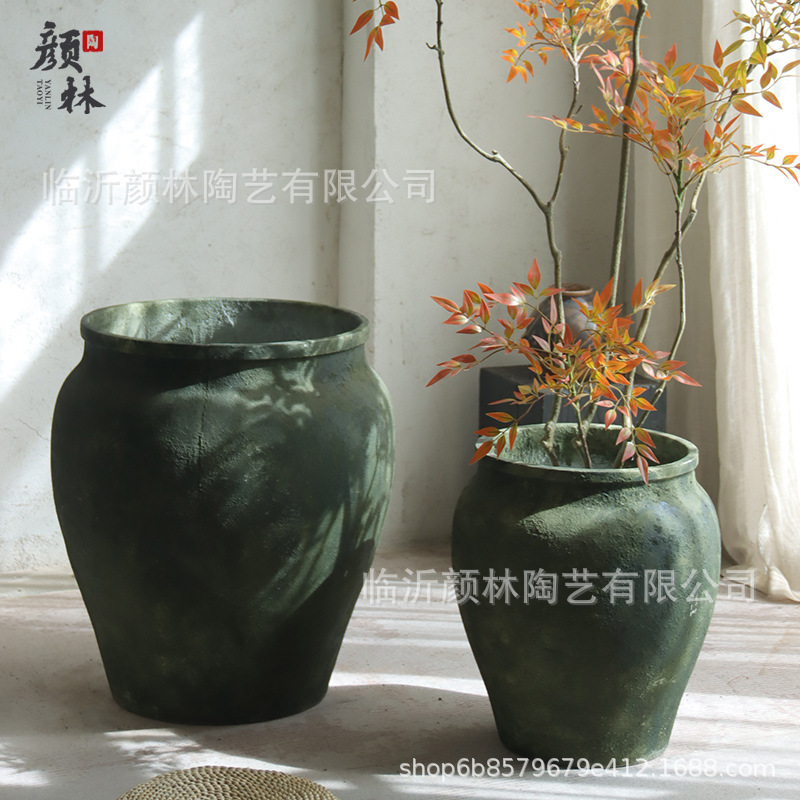 Gran tamaño de cemento retrógrado gran tarjeta centro comercial hotel oficina de ventas gran maceta de plantación verde decoración residencial