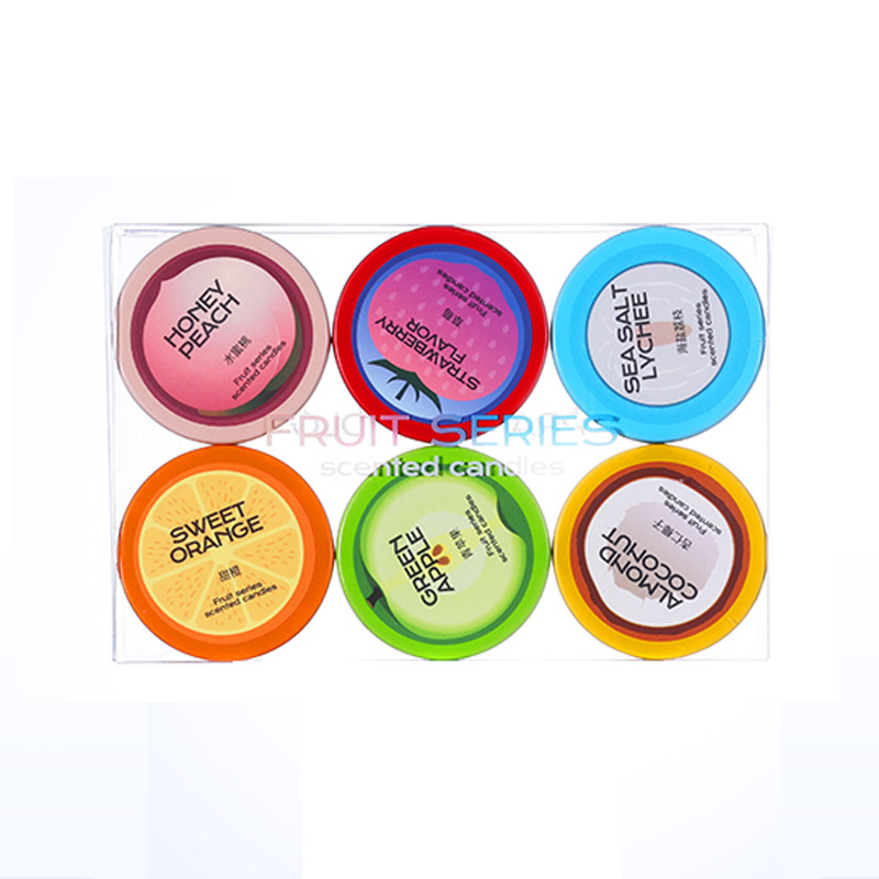 Frutas, cera de soja aromática, regalo de mano, lata de estaño creativa sin humo, atmósfera de cera de soja