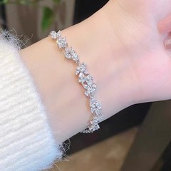 s999 スターリングシルバー藤の花ブレスレット女性のためのハイエンドのライト高級絶妙な象嵌ジルコンフラッシュハンドジュエリー彼女用